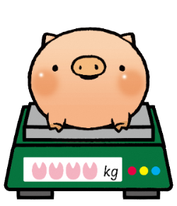 はかりの上に乗るころとん