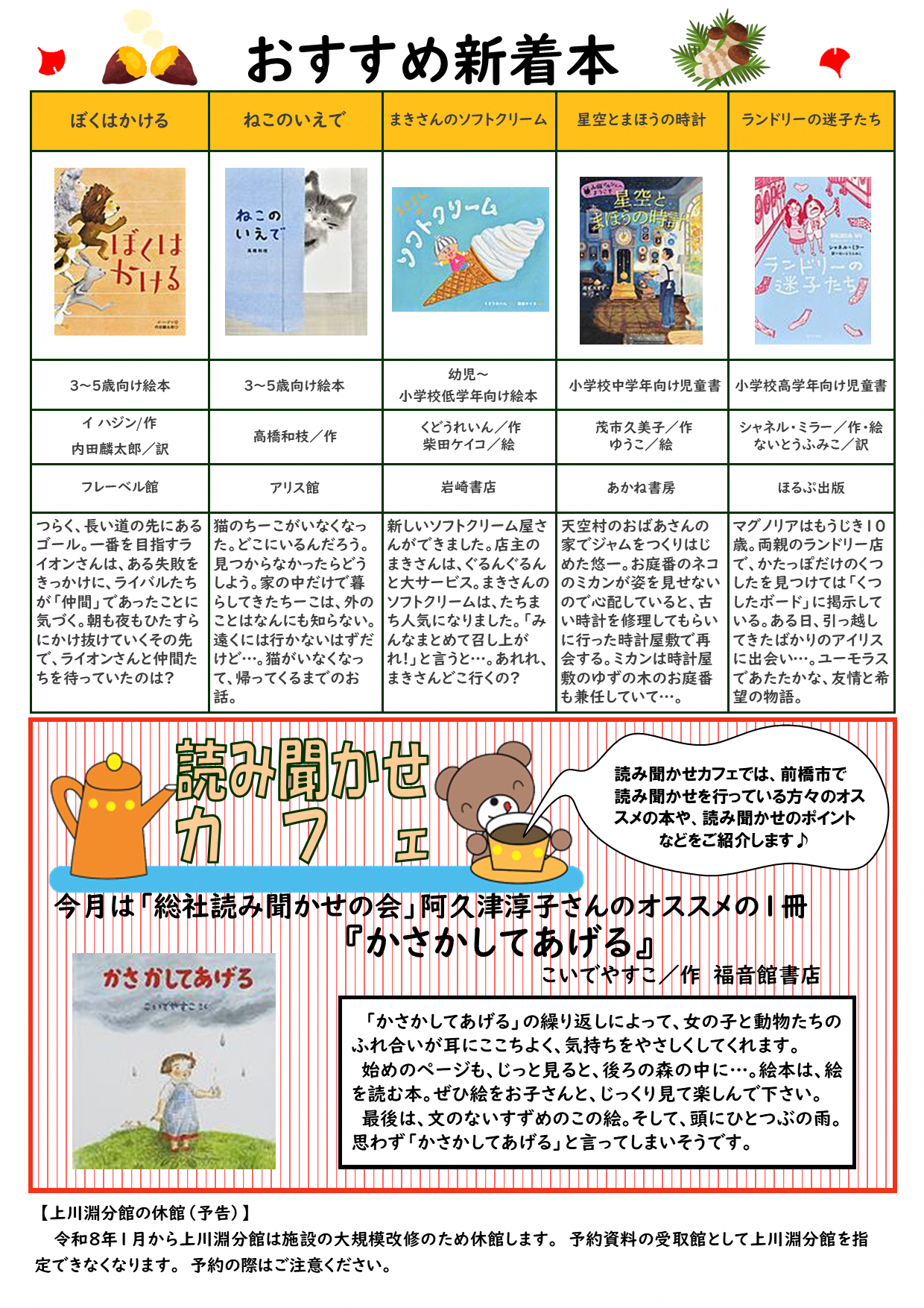 前橋こども図書館だより2025年9月号ウラ