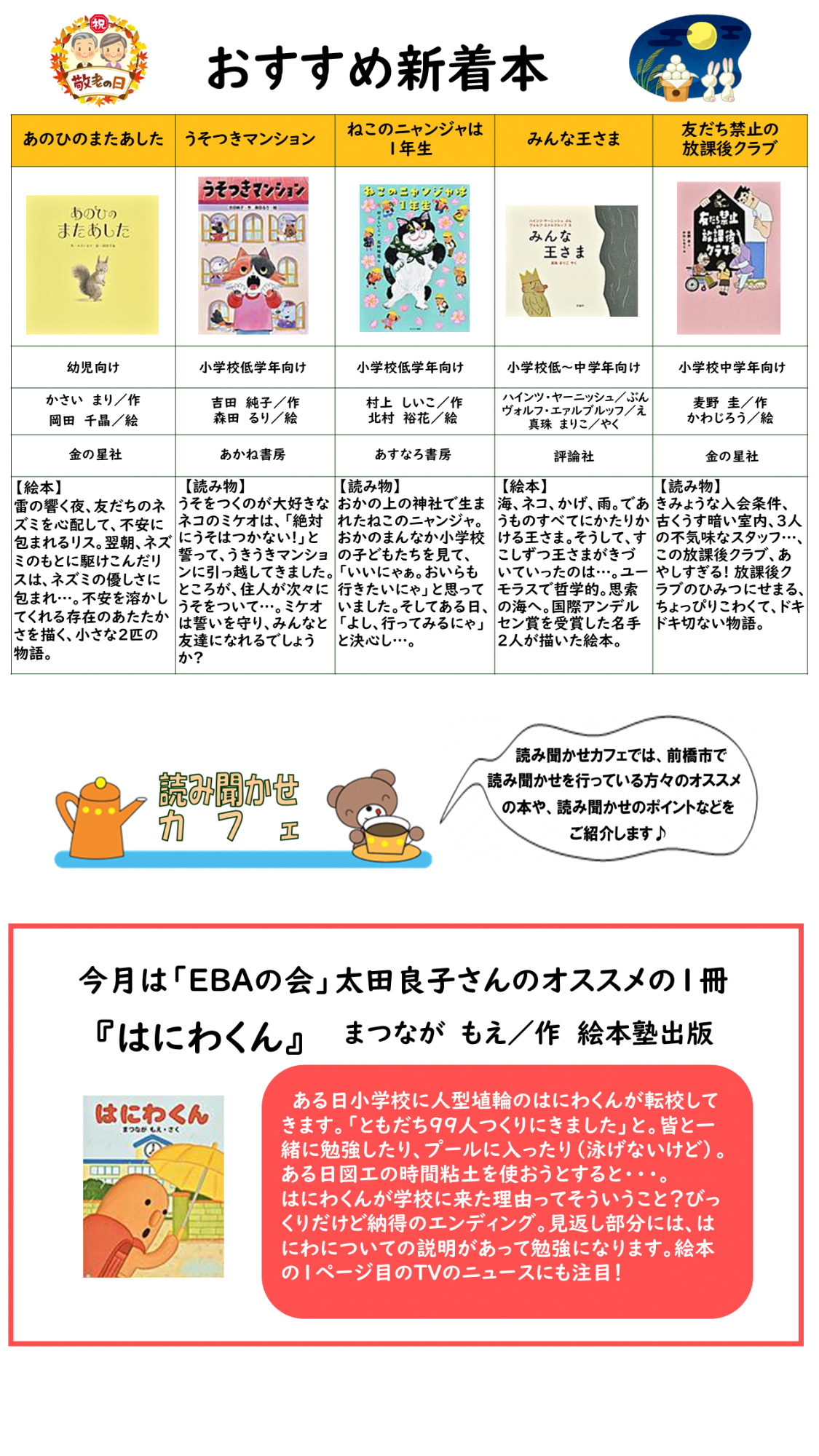 前橋こども図書館だより2026年9月号ウラ