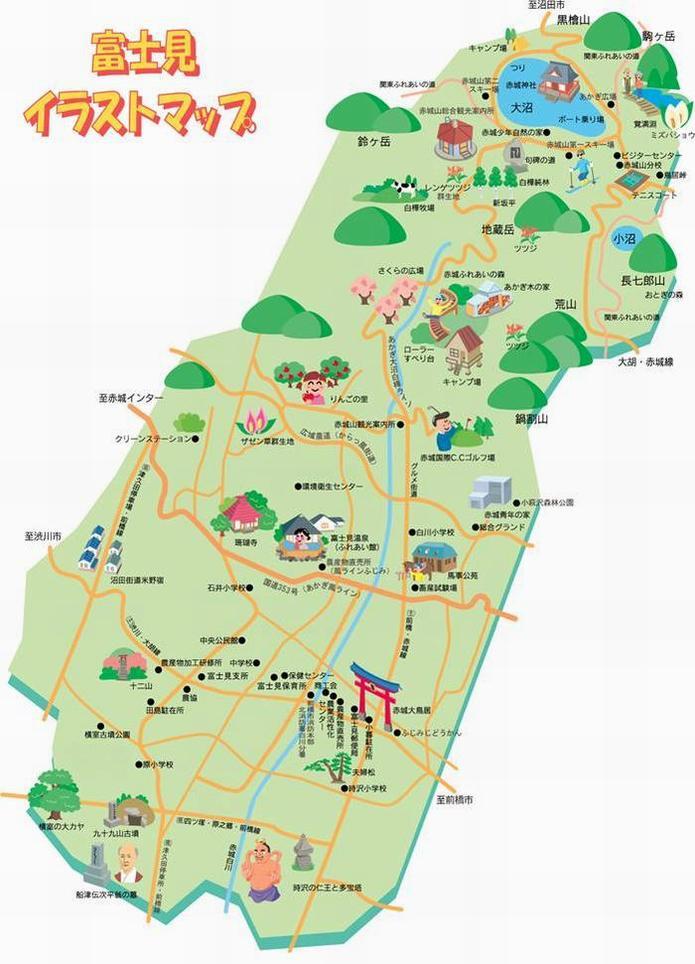 富士見地域の地図のイラストマップ
