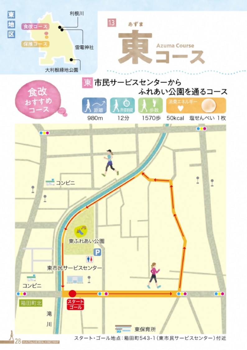 東市民サービスセンターからふれあい公園を通るコース