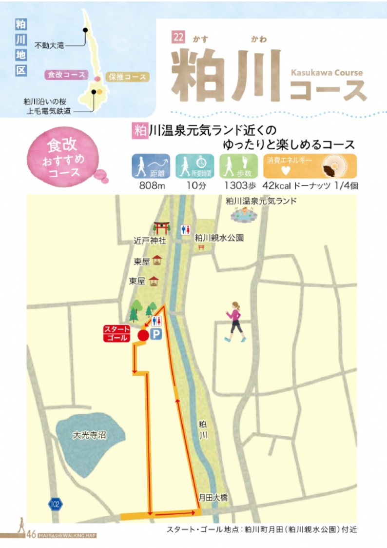 粕川温泉元気ランド近くのゆったりと楽しめるコース