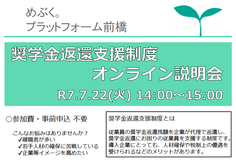 奨学金返還支援制度説明会の告知