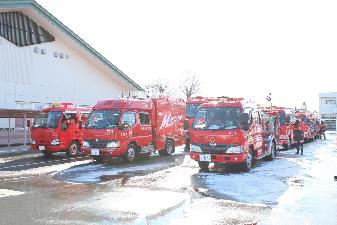 たくさんの消防車