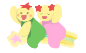流れ星にのるプララとプラネのイラスト