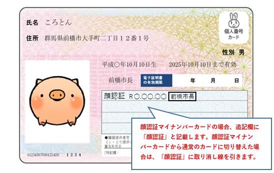 顔認証マイナンバーカードの見本