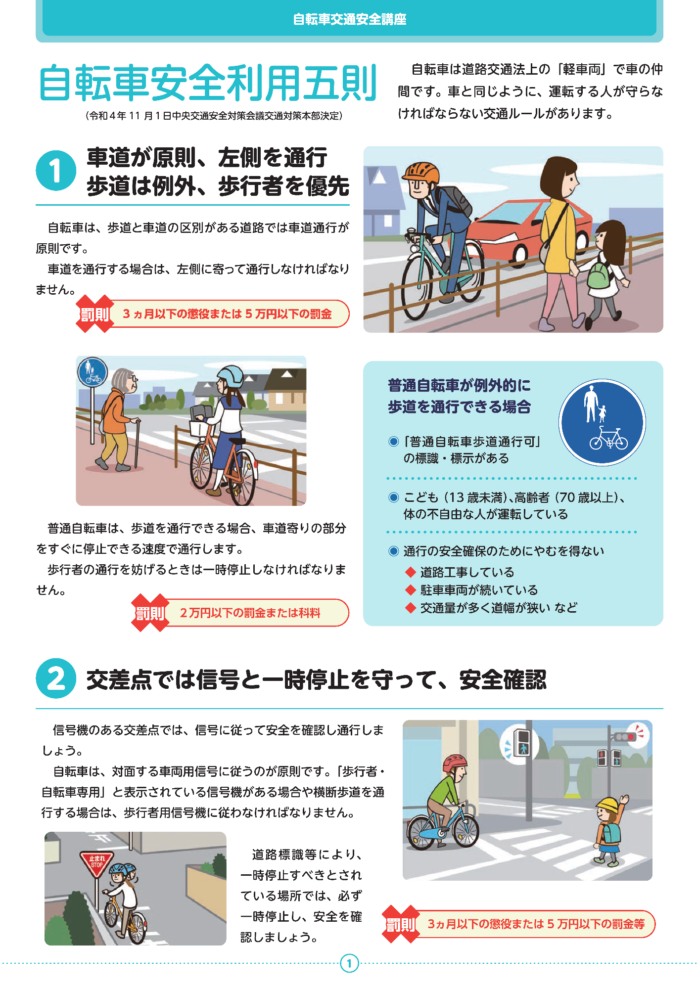 自転車安全利用五則1ページ