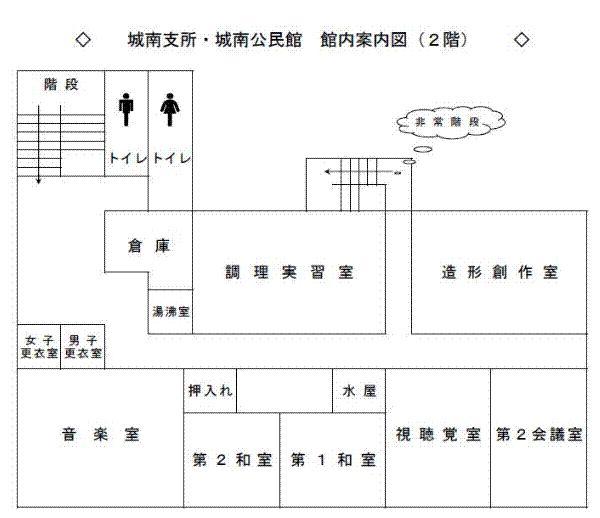 城南公民館2階の案内図のイラスト