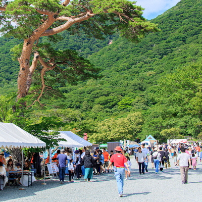 赤城山ランタン祭り昼間、大沼湖畔の写真