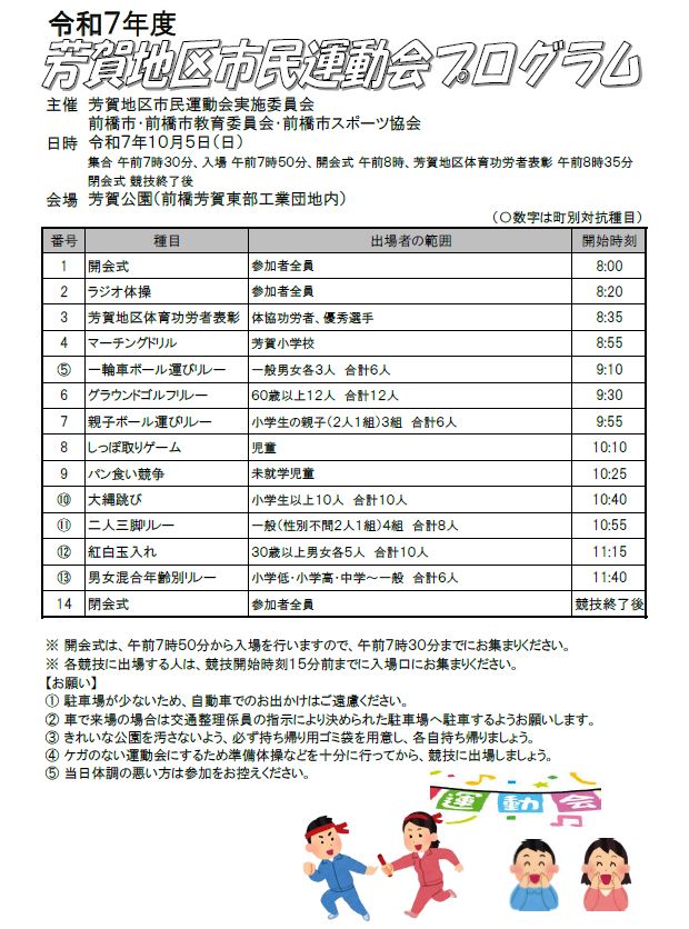 （イメージ）令和7年度第61回芳賀地区市民運動会の実施状況について