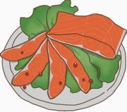 スモークサーモンを使ったサラダのイラスト画像