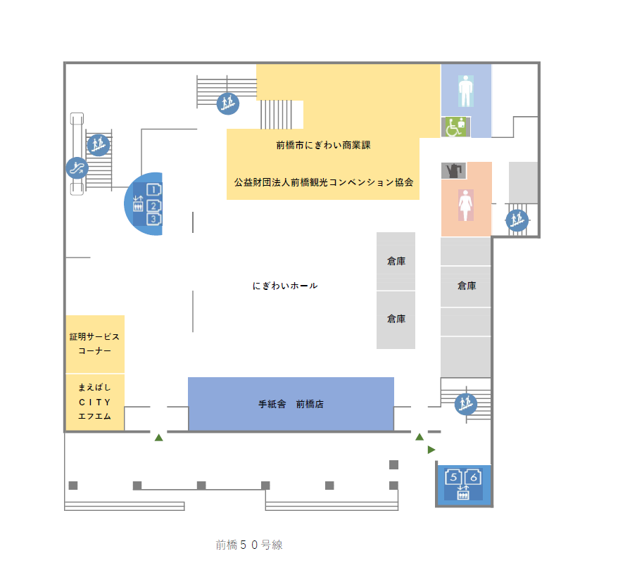 前橋プラザ元気21、1階図