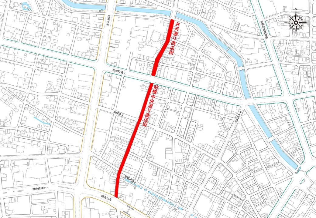 社会実験の規制区間の図