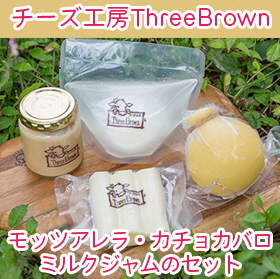 R4-25 チーズ工房Three Brown モッツァレラ・カチョカバロ・ミルクジャムのセット
